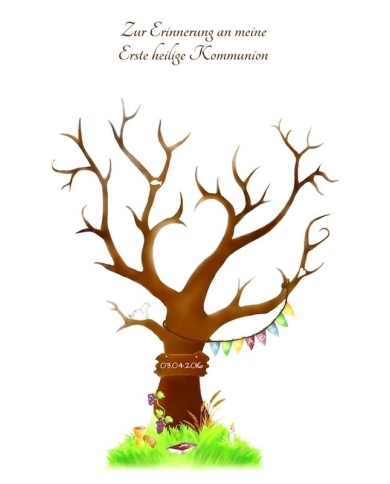 Fingerprint-Poster 'Taufbaum Mädchen' (30 x 42 cm)