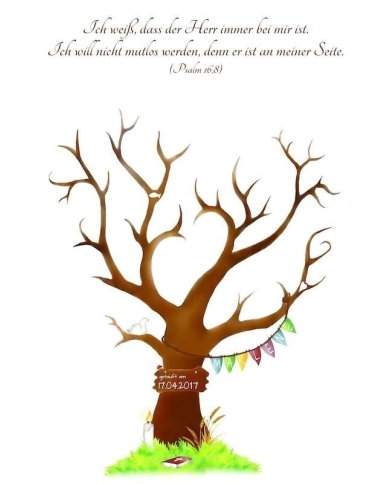 Poster empreintes digitales 'arbre baptême' (30 x 42 cm)