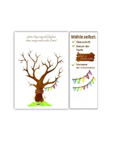 Poster empreintes digitales arbre baptême - The-Weddingshop