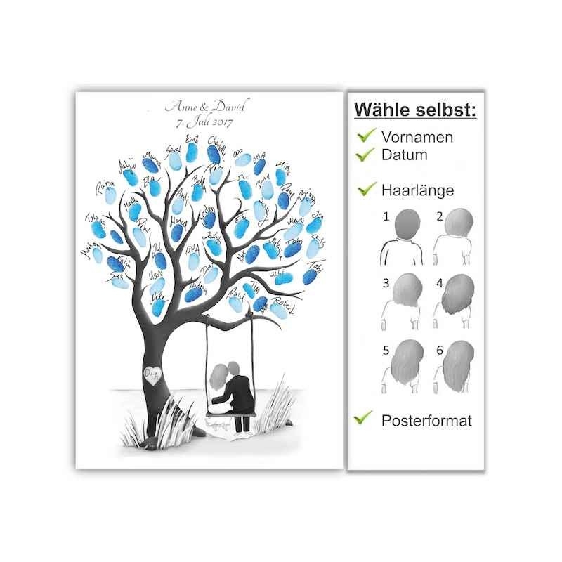 Fingerprint-Poster Schaukelblaum - The-Weddingshop