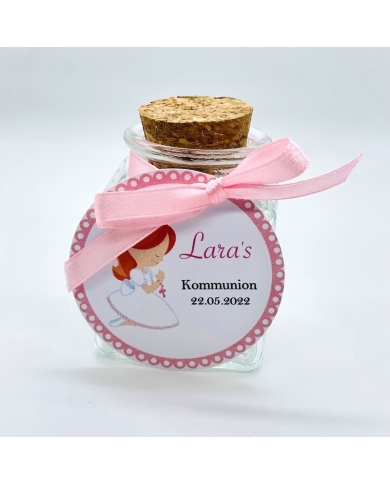 Korkenglas personalisiert 'Mädchen betend - Rot' deutsch