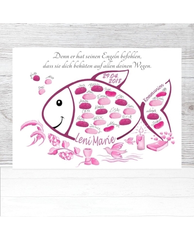 Fingerabdruck Poster 'Fisch' - rosa