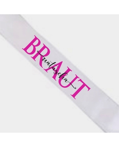 Personalisierte Schärpe Braut pink