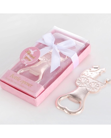 Cadeau invité  ♥ Décapsuleur 'Poussette' - Rose ♥ the-Weddingshop.ch